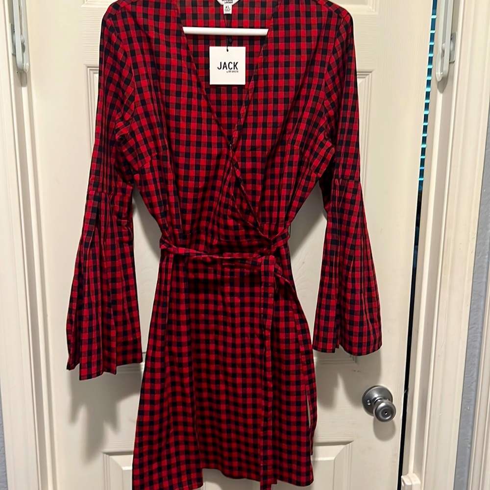 NWT Womens JACK by BB Dakota plaid ruby dress, name brand